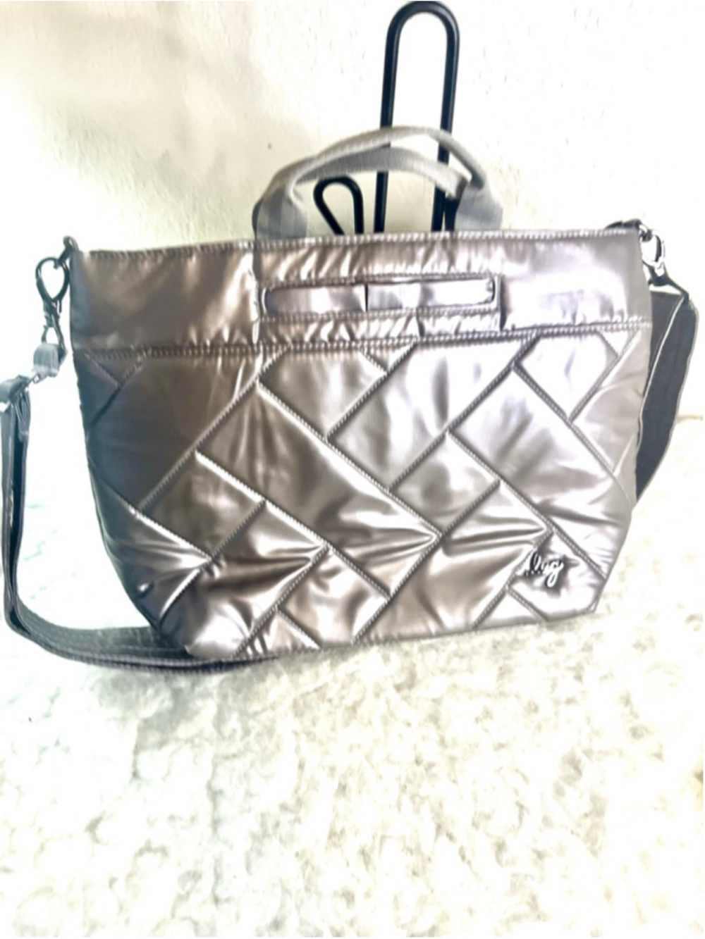 Lug Tenor Metallic Silver Crossbody Bag